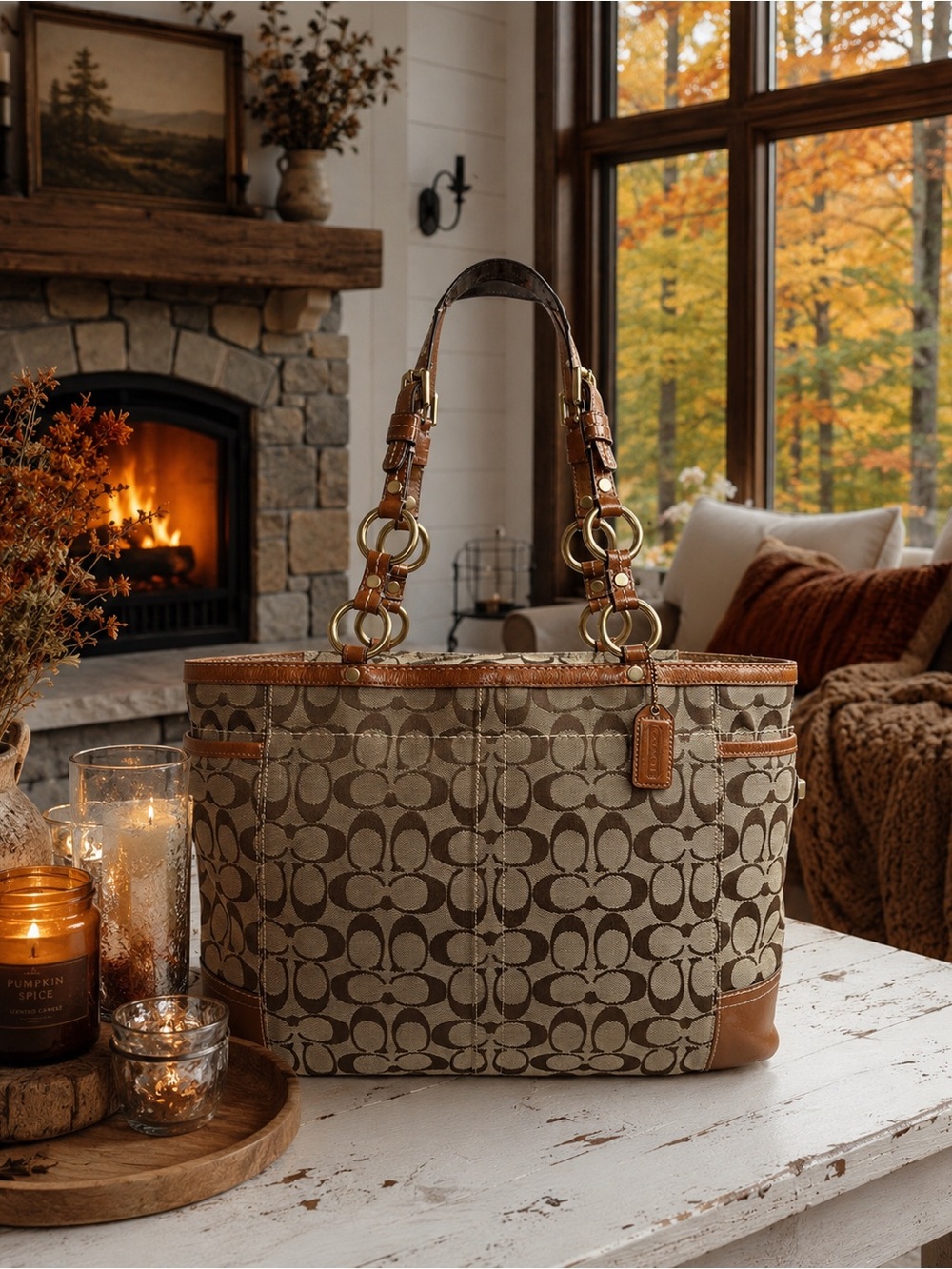 Coach Vintage 2007 Gallery Signature Turn lock Tote .